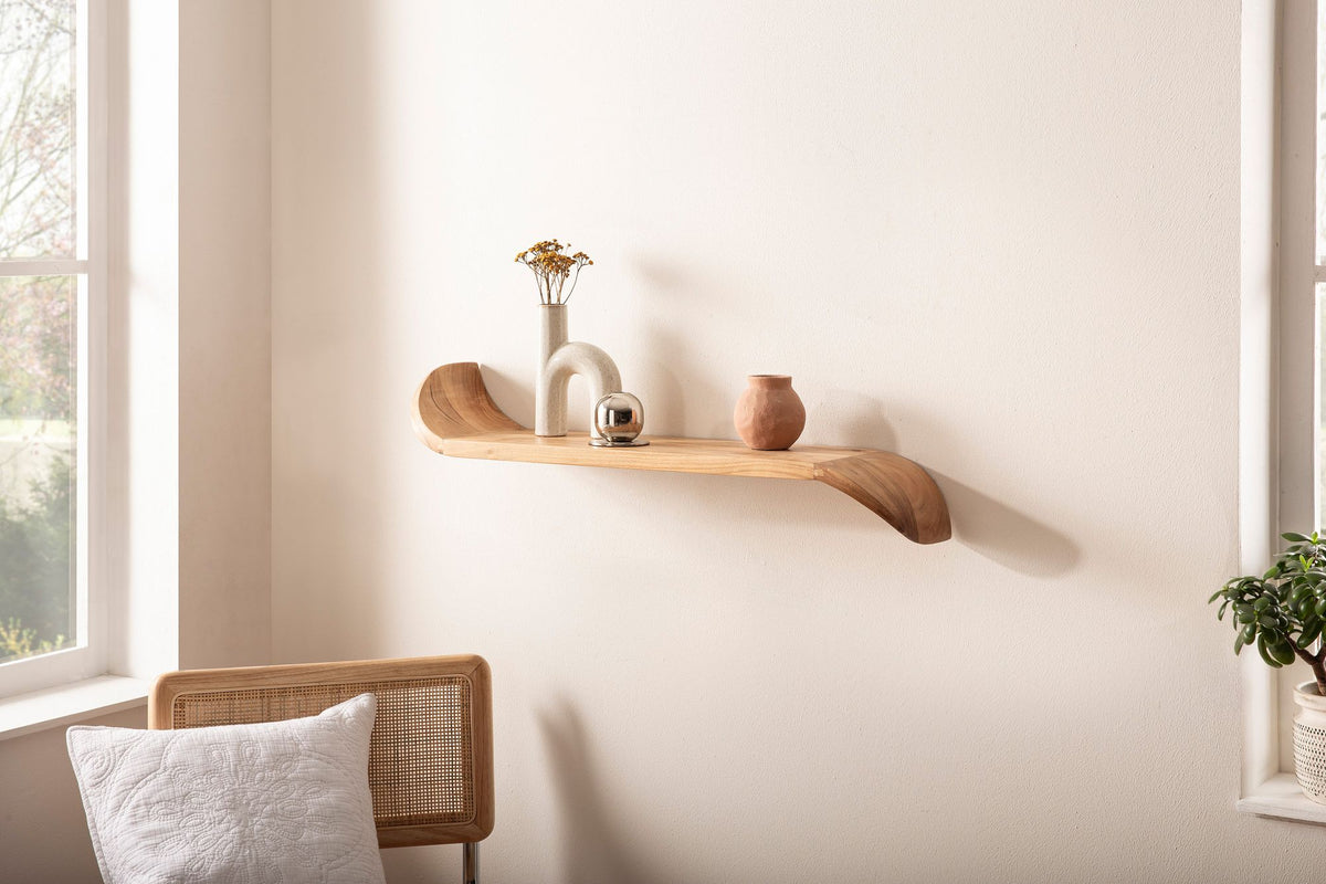 Wandplank Mango Massief Hout 60cm - Hangrek met gebogen uiteinden
