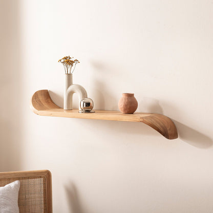 Wandplank Mango Massief Hout 60cm - Hangrek met gebogen uiteinden