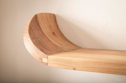 Wandplank Mango Massief Hout 80cm · Hangrek met Gebogen