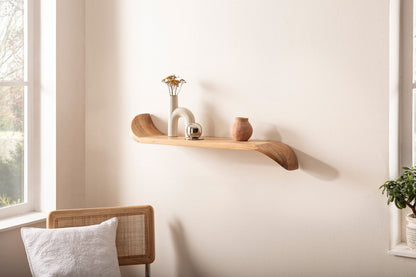 Wandplank Mango Massief Hout 80cm - Hangrek met gebogen uiteinden