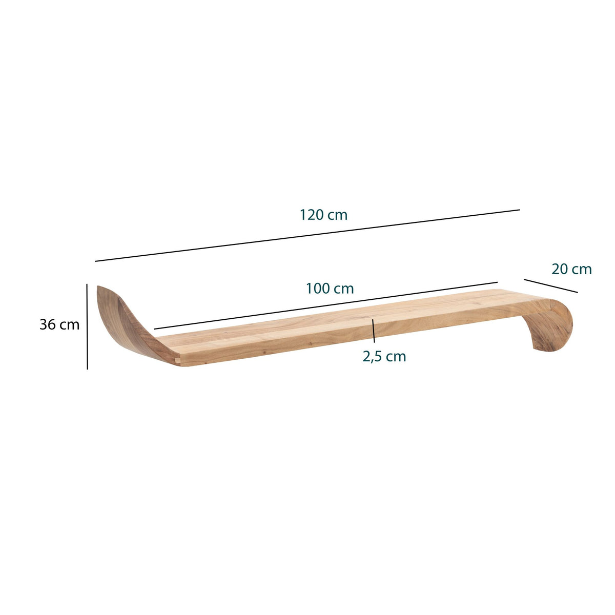 Wandplank Mango Massief Hout 120cm · Hangplank met