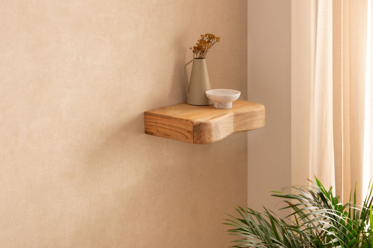 Wandplank Acacia Massief Hout 40cm met Lade - Design