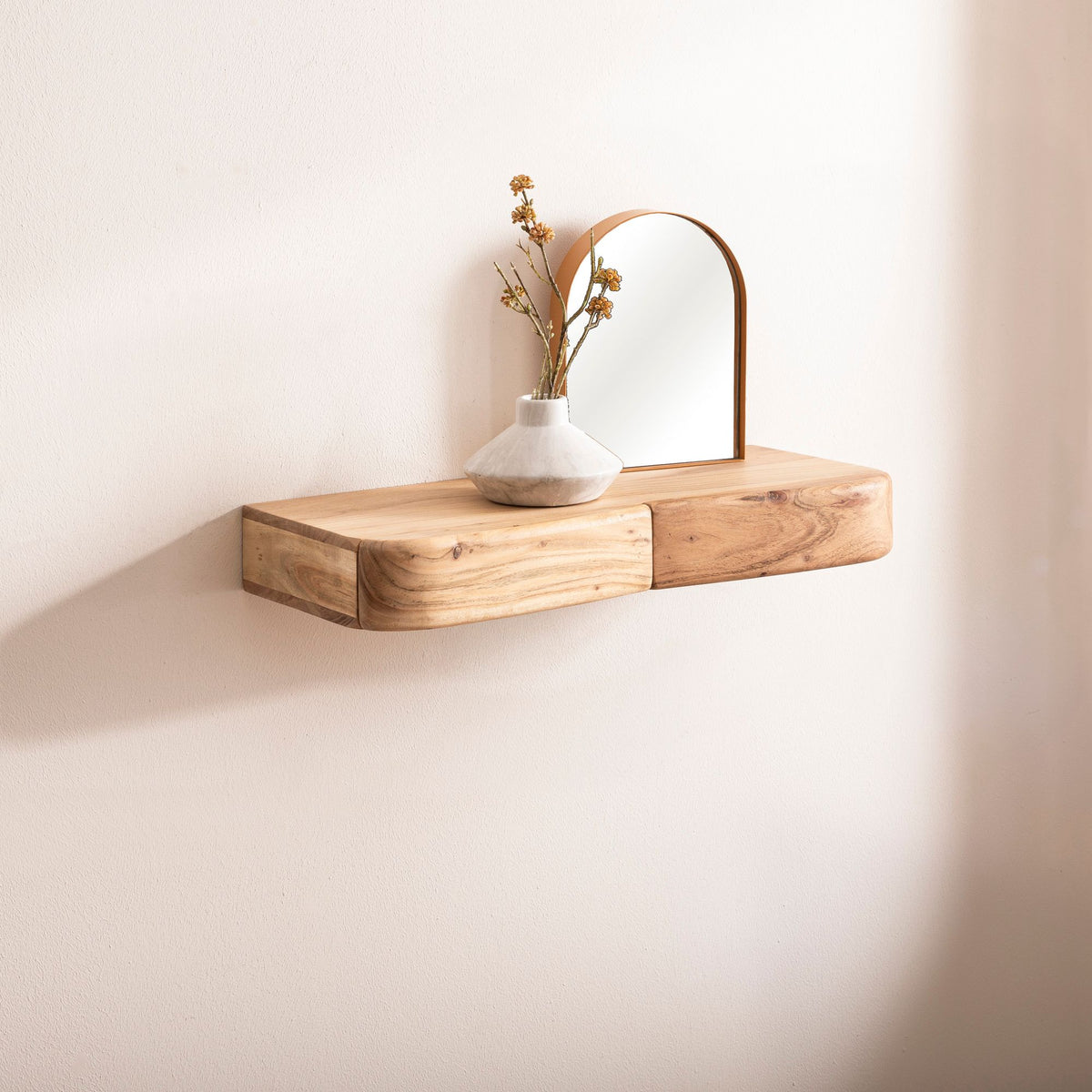 Wandplank Acacia Massief Hout 60cm met twee Lades -