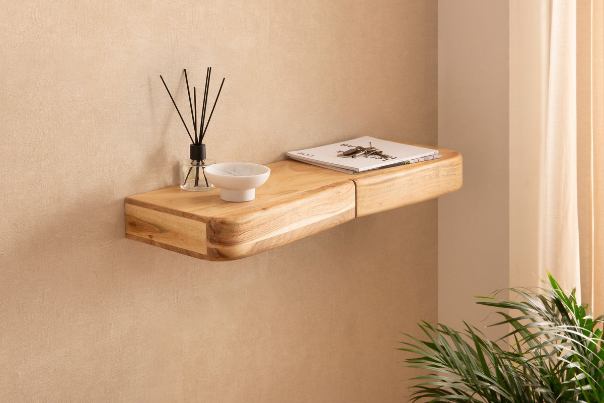 Wandplank Acacia Massief Hout 80cm met twee Lades