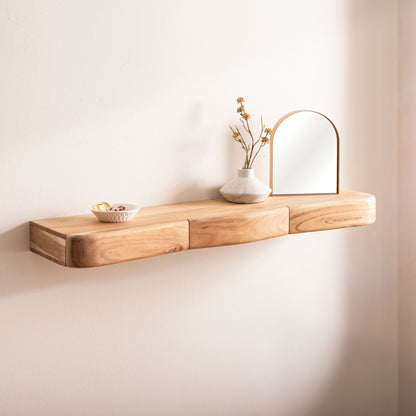 Wandplank Acacia Massief Hout 100cm met drie Lades