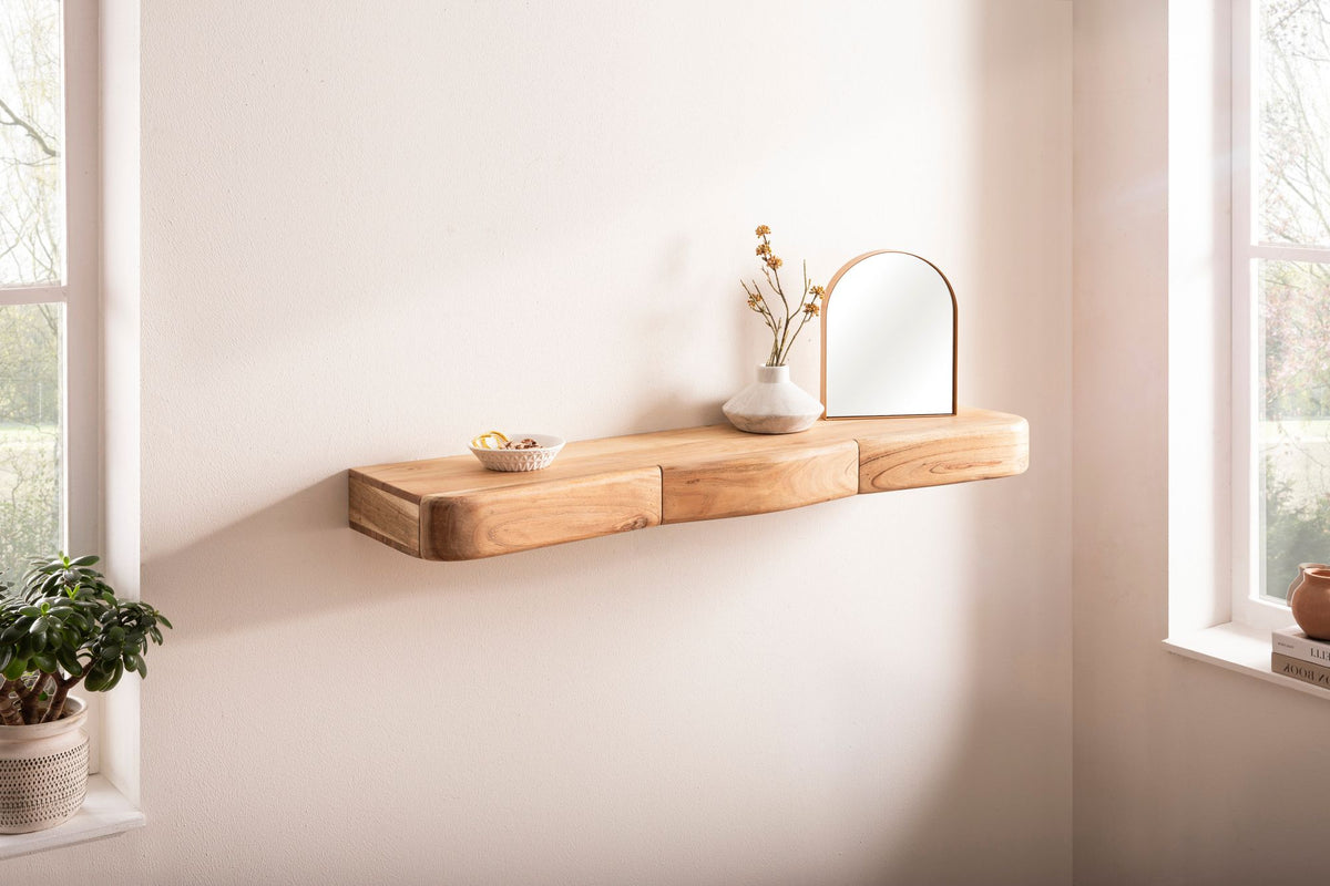 Wandplank Acacia Massief Hout 100cm met drie Lades -