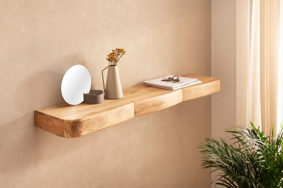 Wandplank Acacia Massief Hout 120cm met drie Lades -