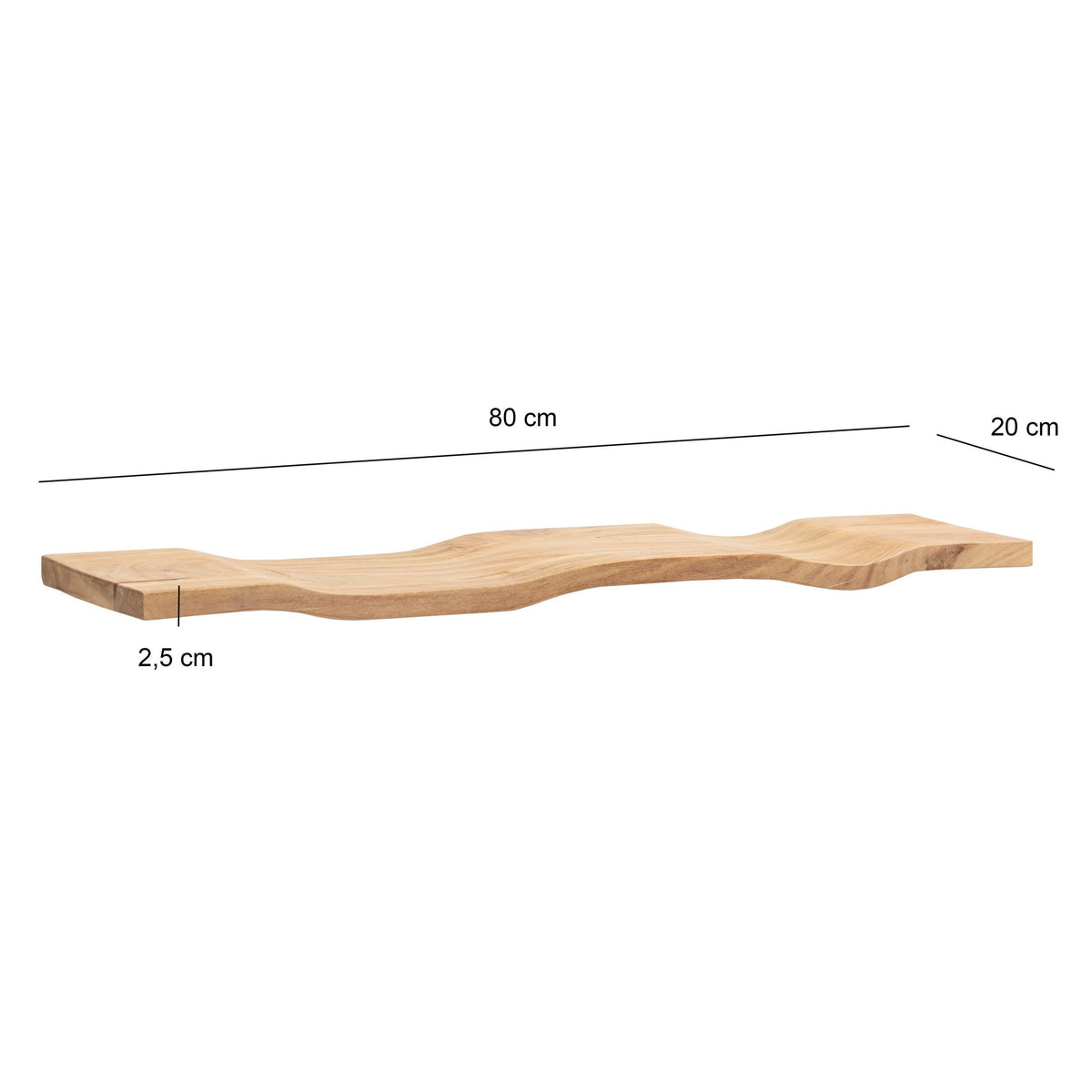 Wandplank Acacia Massief Hout 80cm - Zwevende wandplank