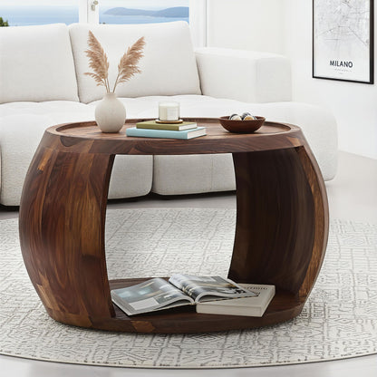 Salontafel Sheesham Massief Hout Rond 60 x 50 x 40 cm