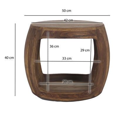 Bijzettafel Ø 50cm Sheesham Massief Hout Rond
