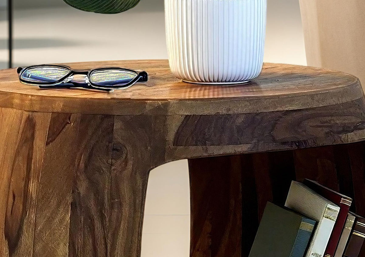Bijzettafel Ø 50cm Sheesham Massief Hout Rond
