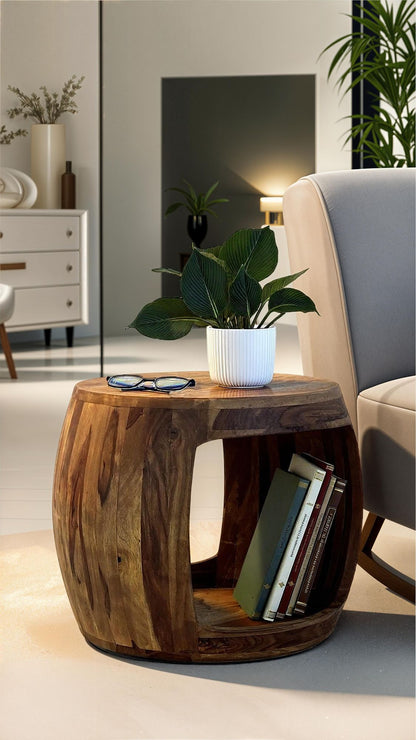 Bijzettafel Ø 50cm Sheesham Massief Hout Rond