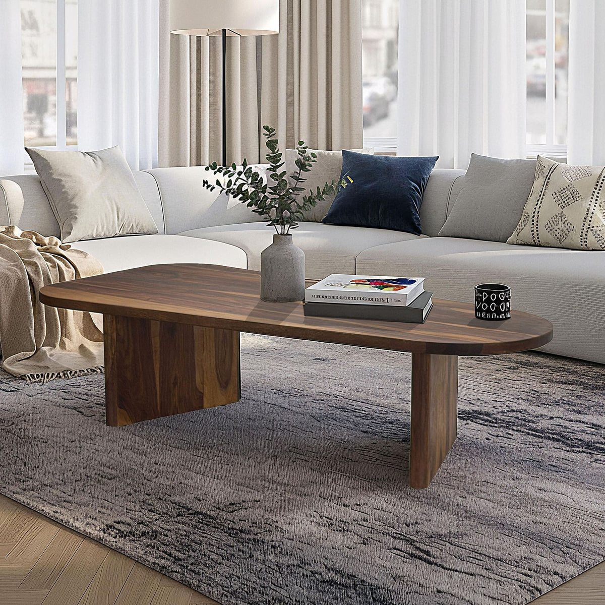 Salontafel Sheesham Massief hout ovaal 120cm ·