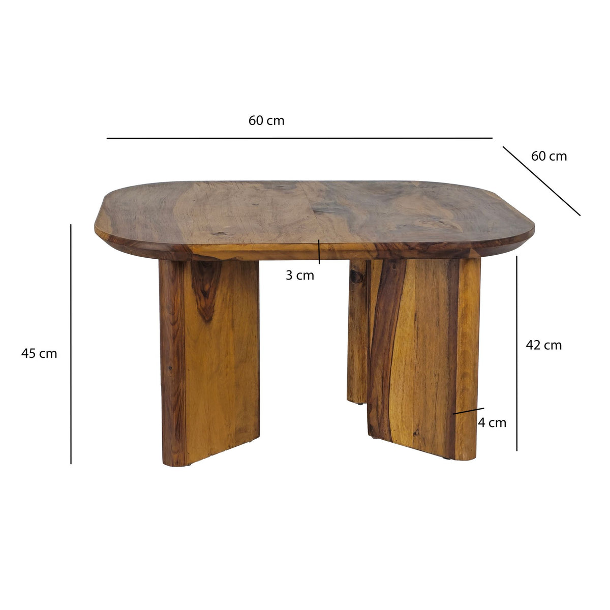 Salontafel Sheesham Massief Hout 60cm Vierkant –
