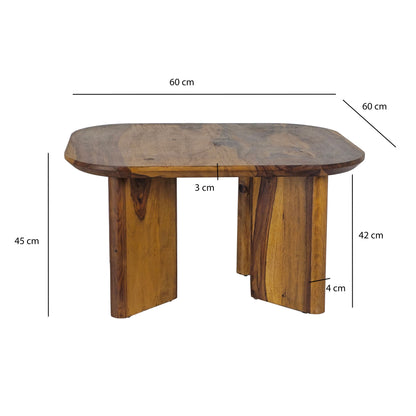 Salontafel Sheesham Massief Hout 60cm Vierkant –