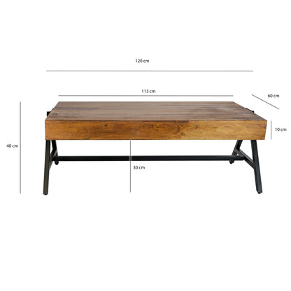 Salontafel Sheesham Massief Hout Rechthoekig 120cm