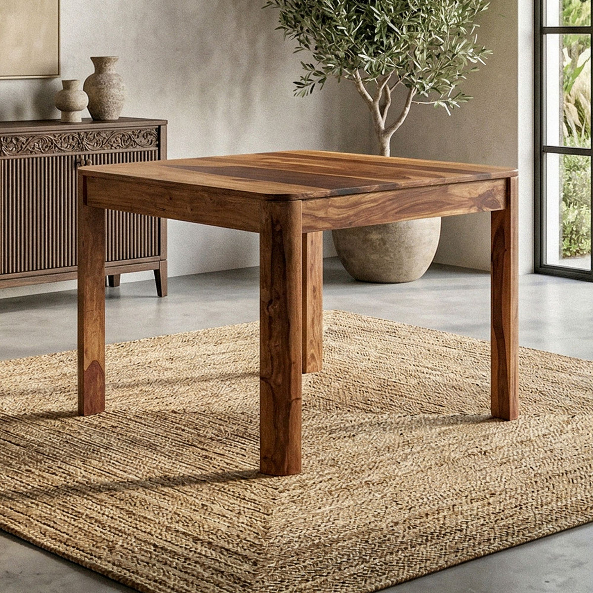 Eettafel Sheesham Massief Hout 80x80 cm Donkerbruin -