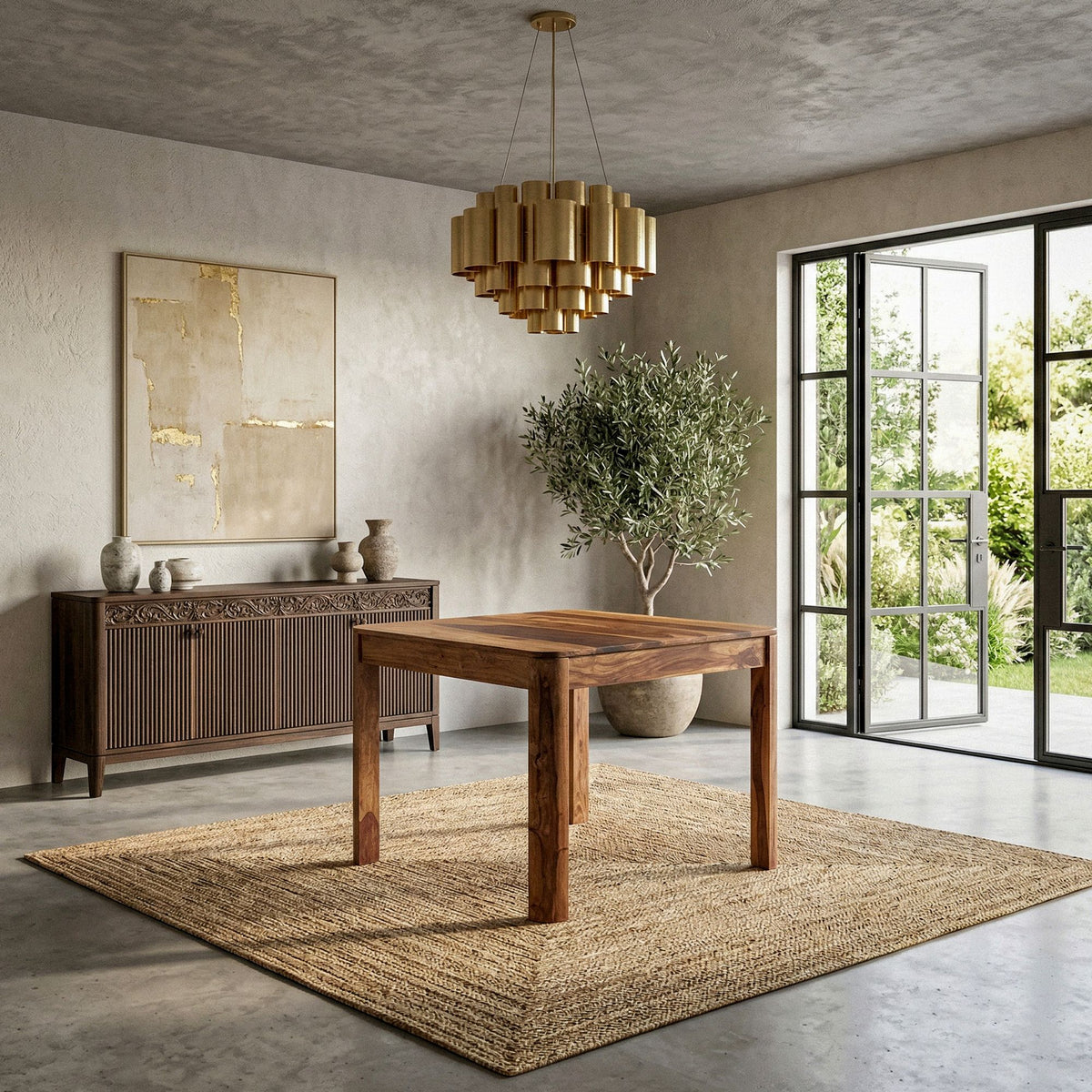 Eettafel Sheesham Massief Hout 80x80 cm Donkerbruin