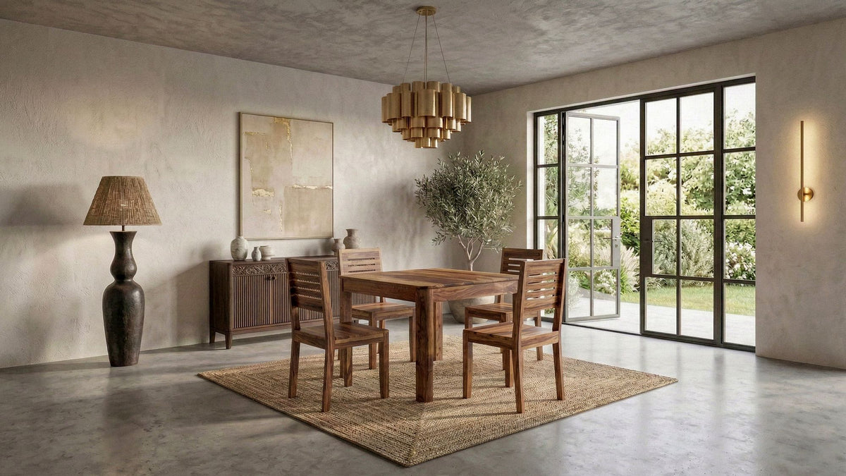 Eettafel Sheesham Massief Hout 80x80 cm Donkerbruin