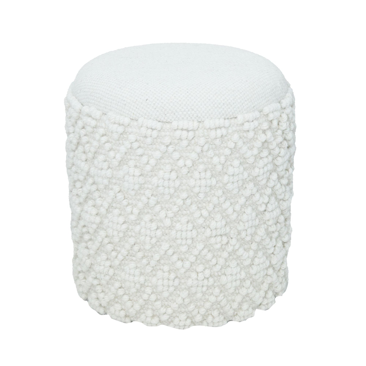 Ronde wollen kruk met opbergruimte, boho kruk Ø 40 cm x