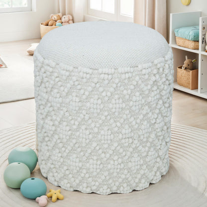 Ronde wollen kruk met opbergruimte, boho kruk Ø 40 cm x