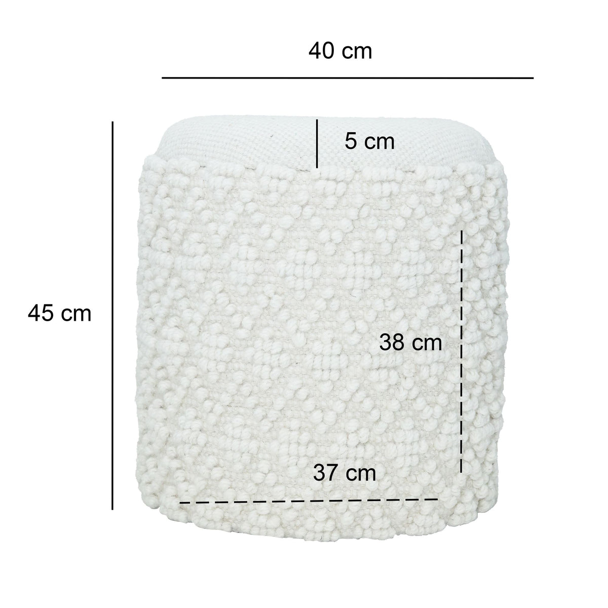 Ronde wollen kruk met opbergruimte, boho kruk Ø 40 cm x