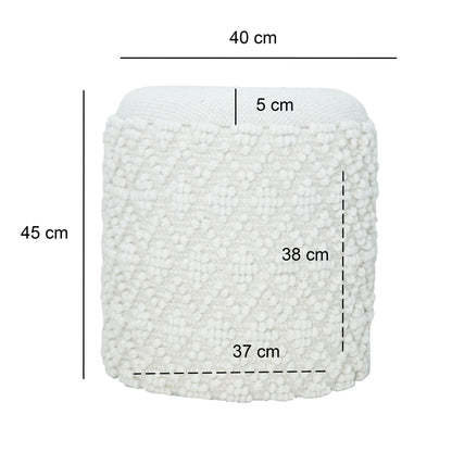 Ronde wollen kruk met opbergruimte, boho kruk Ø 40 cm x