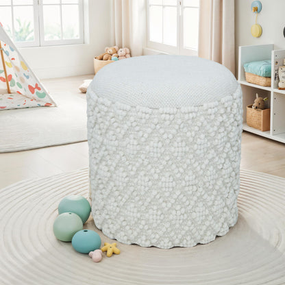 Ronde wollen kruk met opbergruimte, boho kruk Ø 40 cm x