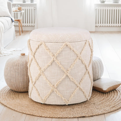 Kruk met opbergruimte rond 40x40x45 cm - Gestoffeerd