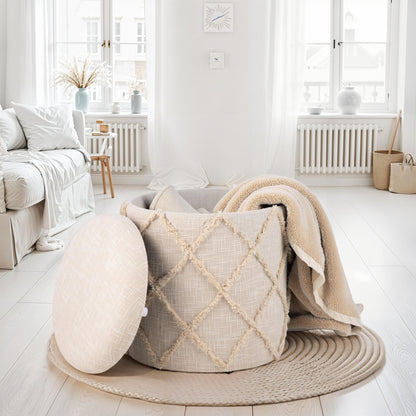 Kruk met opbergruimte rond 40x40x45 cm - Gestoffeerd