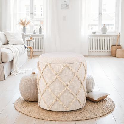 Kruk met opbergruimte rond 40x40x45 cm - Gestoffeerd