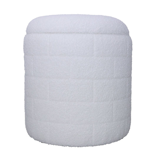 Opbergkruk 40x40x45 cm, Ronde stoffen kruk wit