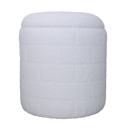 Opbergkruk 40x40x45 cm, Ronde stoffen kruk wit