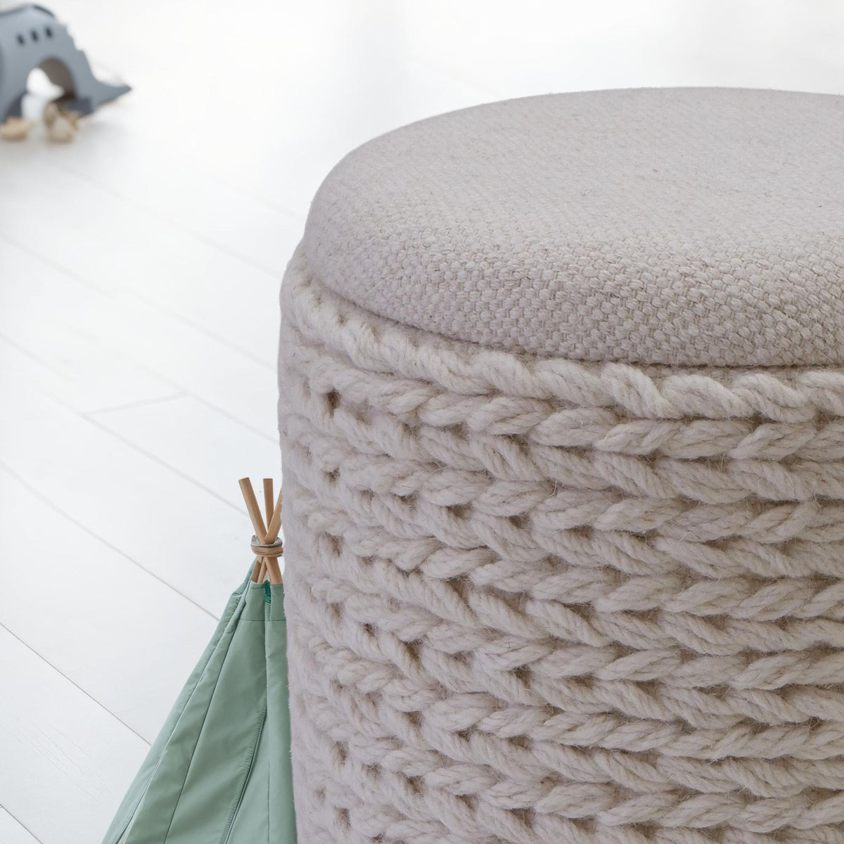 Wollen opbergkruk rond 40x40x45 cm
