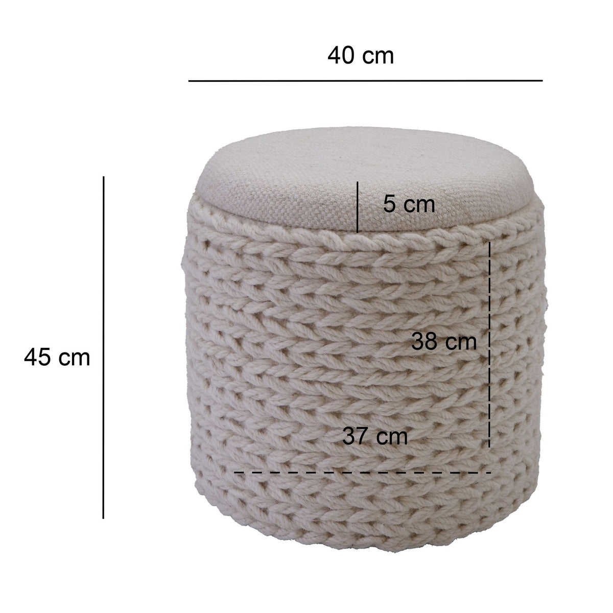 Wollen opbergkruk rond 40x40x45 cm