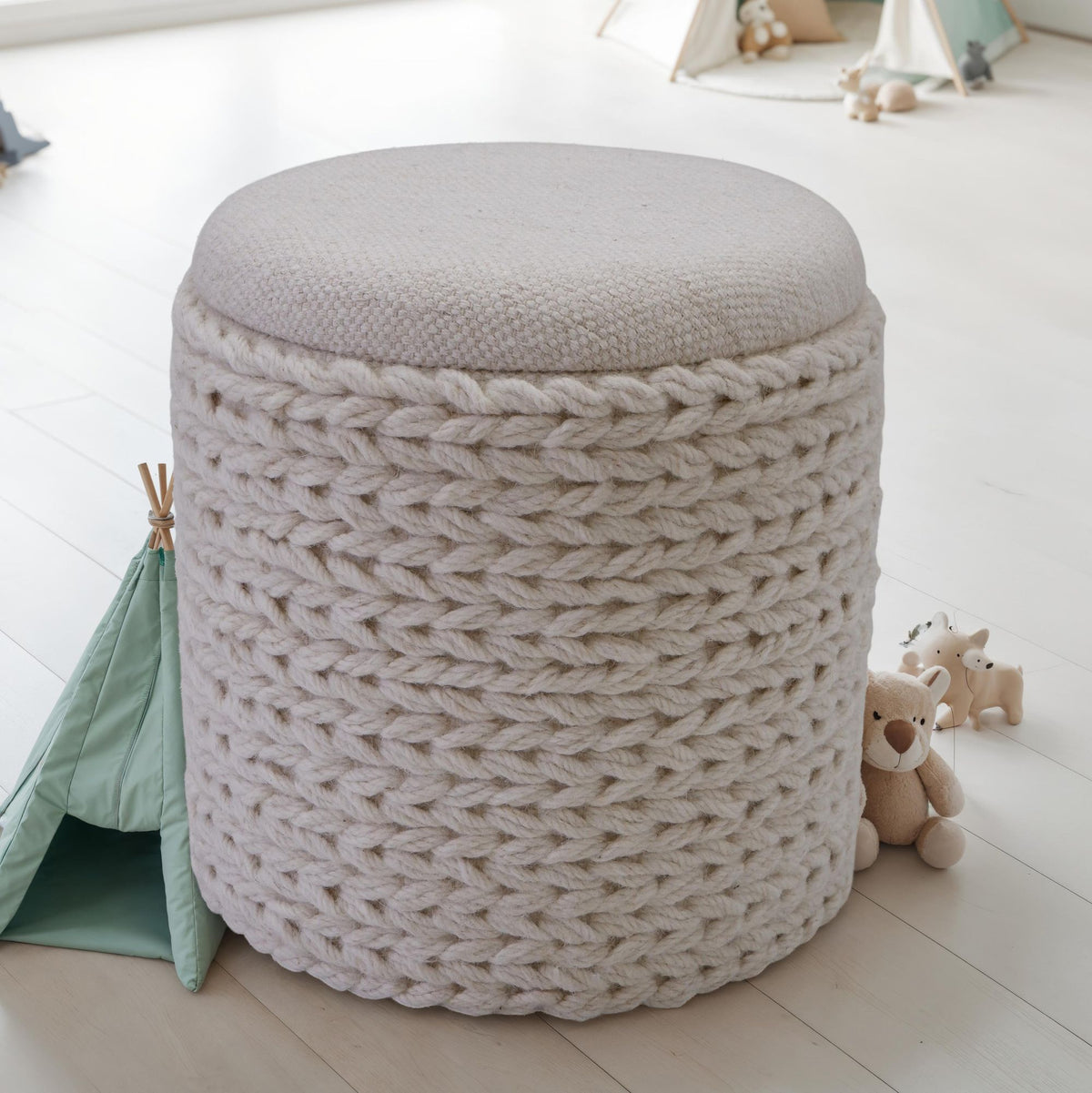 Wollen opbergkruk rond 40x40x45 cm