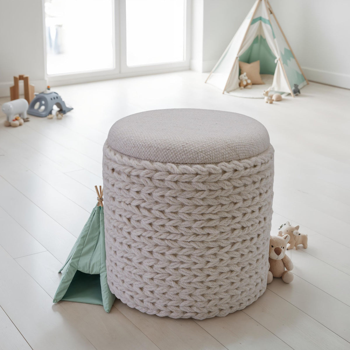 Wollen opbergkruk rond 40x40x45 cm