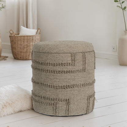 ronde wollen kruk Ø 40 x 45 cm bruin met opbergruimte,