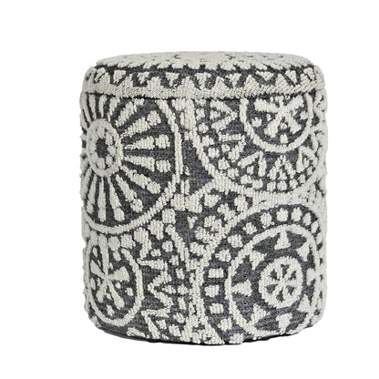 Zitkruk rond Ø 40 × 45 cm Grijs-Crème van wol