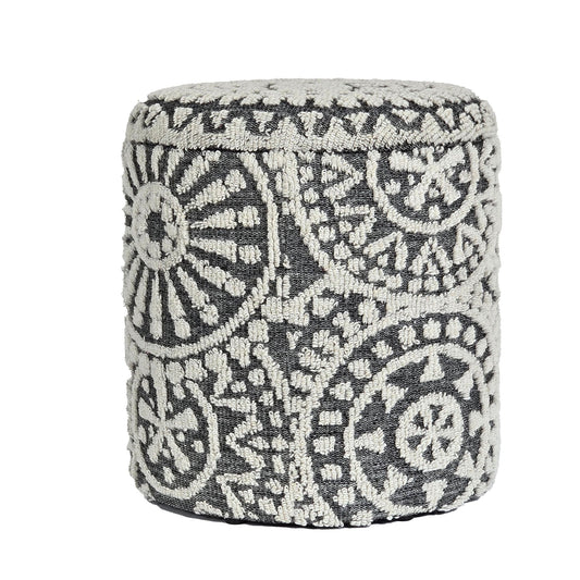 Zitkruk rond Ø 40 × 45 cm Grijs-Crème van wol