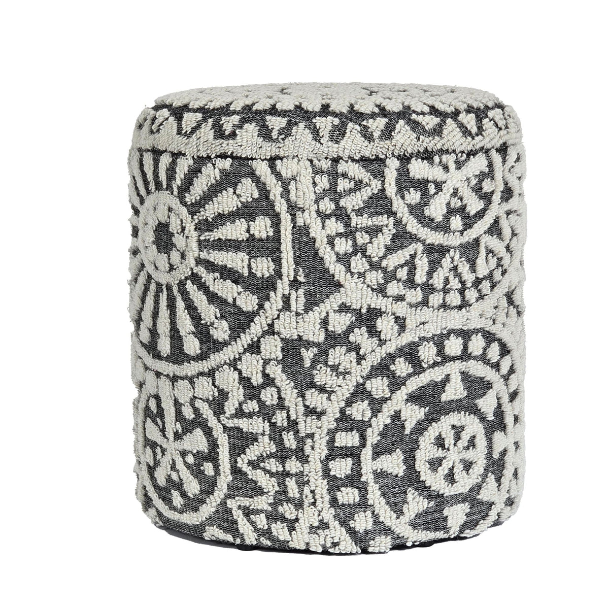 Zitkruk rond Ø 40 × 45 cm Grijs-Crème van wol