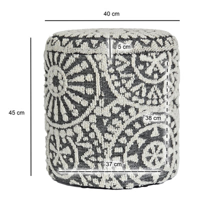 Zitkruk rond Ø 40 × 45 cm Grijs-Crème van wol