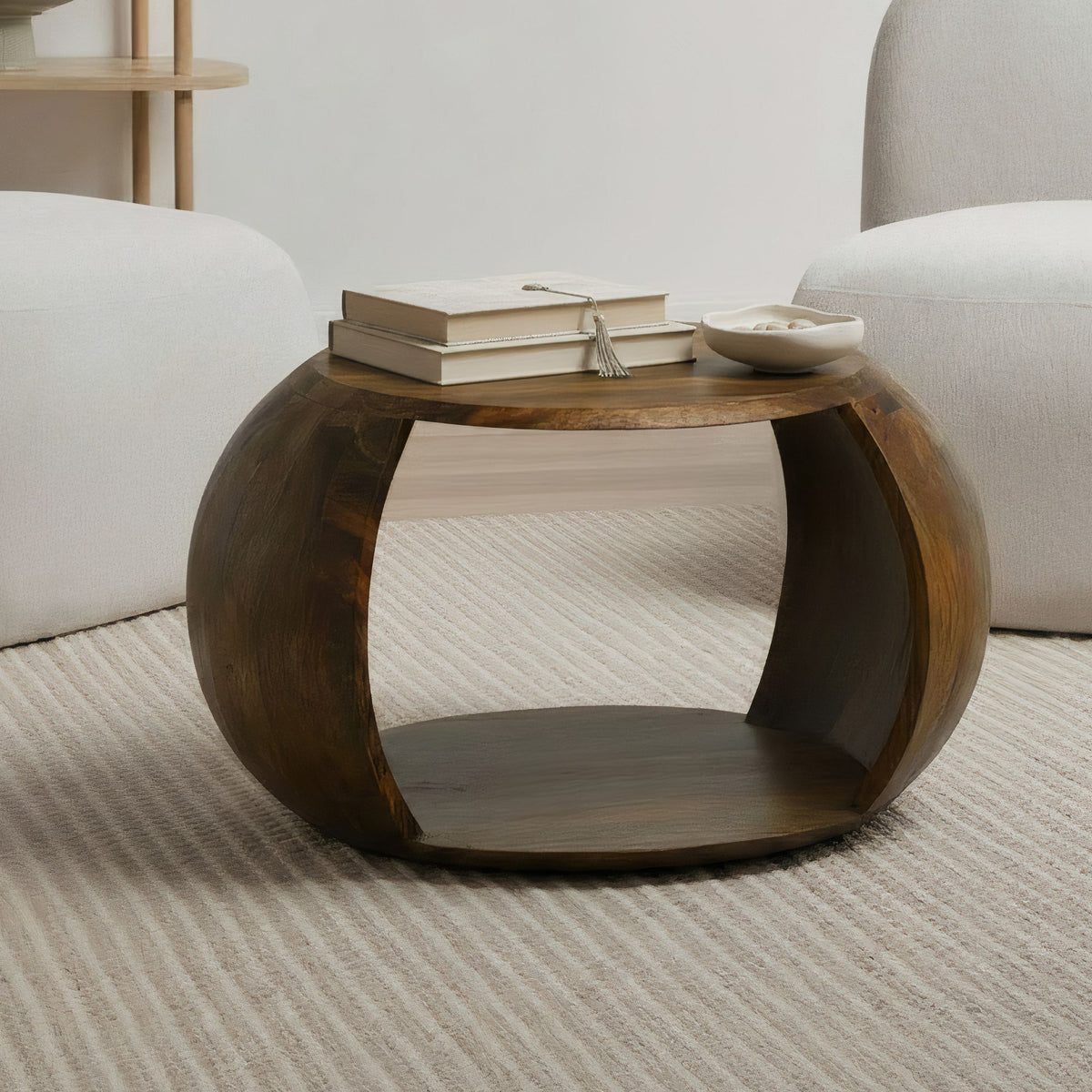 Salontafel Mango Massiefhout rond 60 x 46 x 36 cm