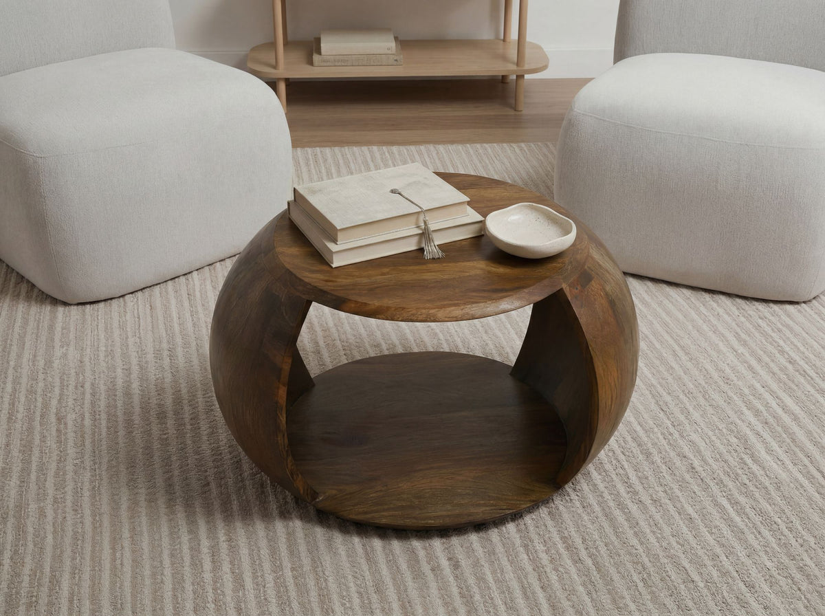 Salontafel Mango Massiefhout rond 60 x 46 x 36 cm