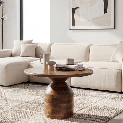 Salontafel Mango Massief Hout 60cm Natuur Rond - Design Woonkamertafel
