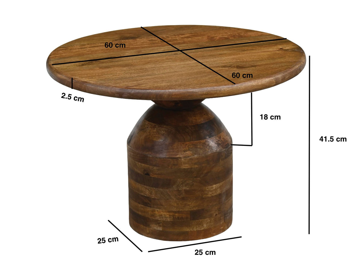 Salontafel Mango Massief Hout 60cm Natuur Rond - Design Woonkamertafel