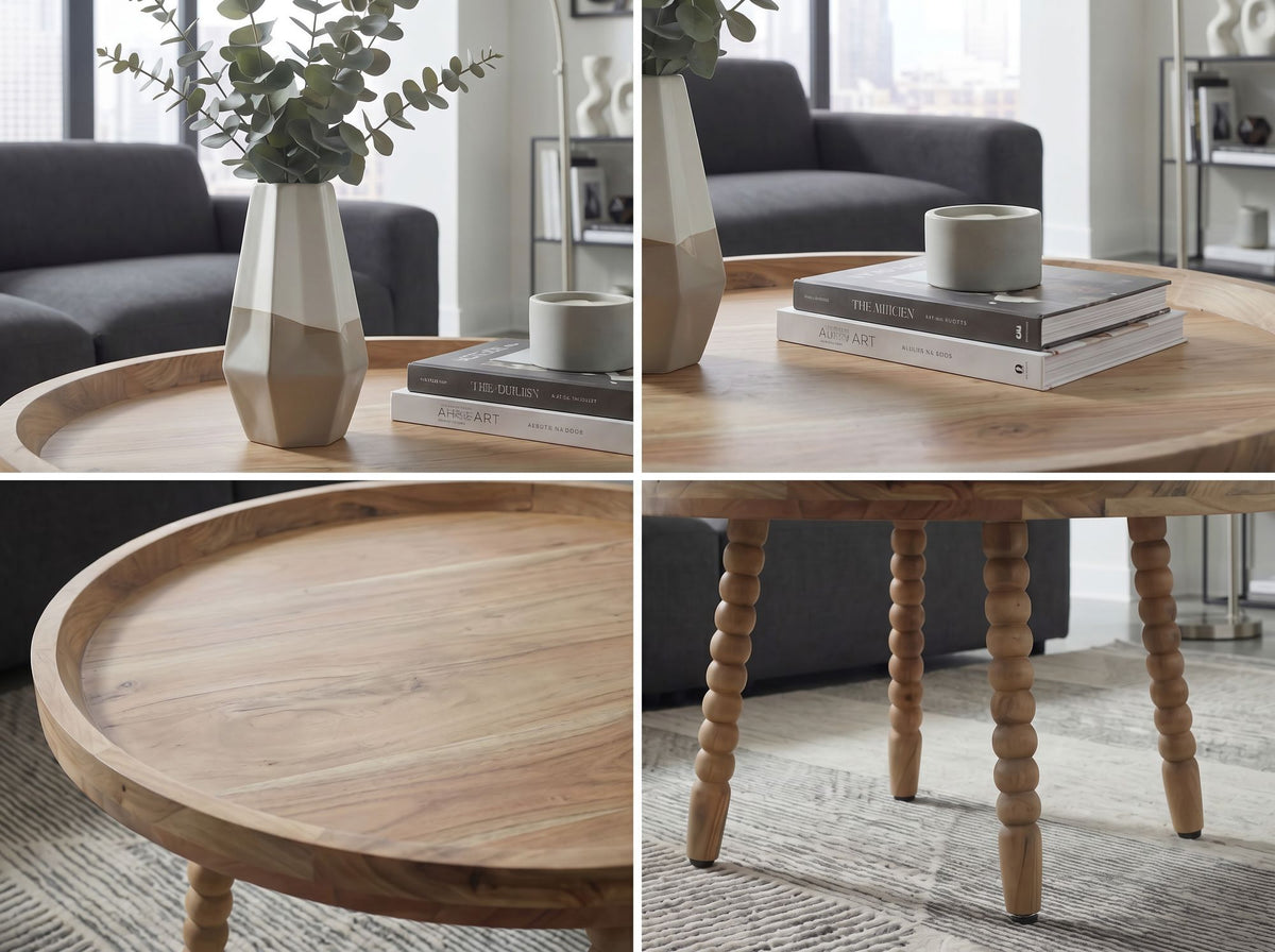 Salontafel Acacia Massief Hout 60cm Rond - Design Woonkamertafel