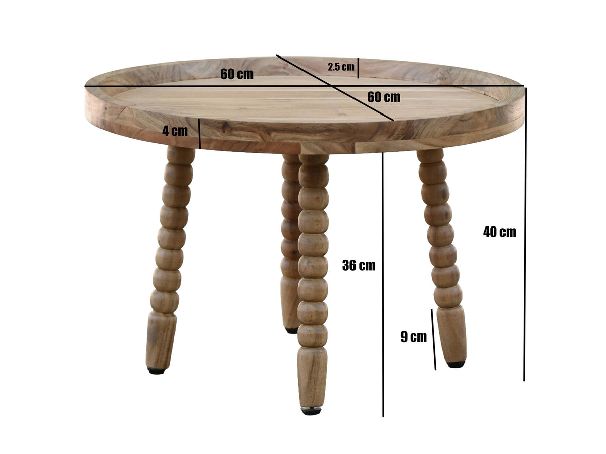 Salontafel Acacia Massief Hout 60cm Rond - Design Woonkamertafel