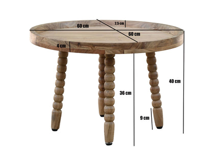 Salontafel Acacia Massief Hout 60cm Rond - Design Woonkamertafel