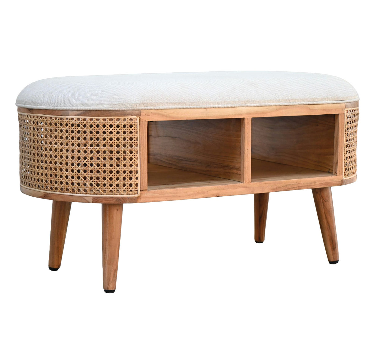 Gestoffeerde zitbank 90 cm Weens vlechtwerk - Retro